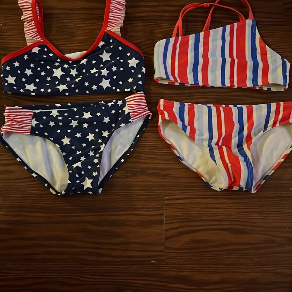 Kids Star and Stripe cat& Jack red white blue Swim Set bundle